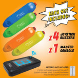 Wireless Handheld Game Buzzer System - Displays First Buzz-in - Great for Jeopardy, Family Feud, Trivia and Buzzer Games - Console with Joystick Buzzers