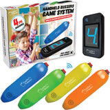 Wireless Handheld Game Buzzer System - Displays First Buzz-in - Great for Jeopardy, Family Feud, Trivia and Buzzer Games - Console with Joystick Buzzers