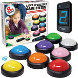 Wireless Light Up Game Buzzer System | Displays The Winning Player | Loud, Unique Sounds, Great for Trivia Games, Family Feud, Jeopardy, Competition, Spelling Bees